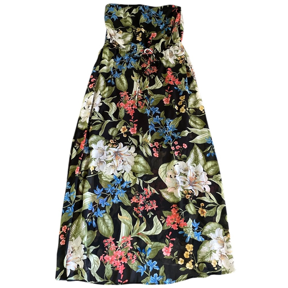 Bobeau women’s tropical print strapless maxi dress